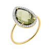 Ring, Olive Quartz, Diamonds, Yellow Gold
