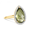 Bague, Quartz Olive, Diamants, Or Jaune