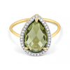 Olive Quartz And Diamonds Yellow Gold Alma Ring