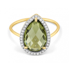 Bague, Quartz Olive, Diamants, Or Jaune