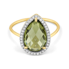 Ring, Olive Quartz, Diamonds, Yellow Gold