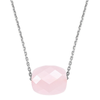 Collier, Quartz Rose Poudre, Or Blanc