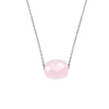 Collier, Quartz Rose Poudre, Or Blanc
