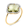 Olive Quartz + Diamonds Yellow Gold Victoria Diamonds Ring