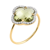 Ring, Olive Quartz, Diamonds, Yellow Gold