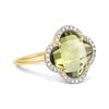 Ring, Olive Quartz, Diamonds, Yellow Gold