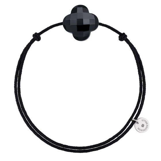 Onyx Clover Black Cord Bracelet