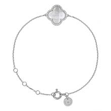  White Mother Of Pearl + Diamonds White Gold Victoria Diamonds Bracelet