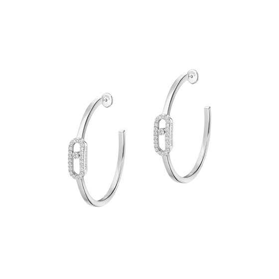 Move Uno Small Hoop Earrings White Gold Diamond Earrings