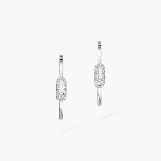 Move Uno Small Hoop Earrings White Gold Diamond Earrings
