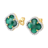 Studs, Green Agate, Diamonds, Yellow Gold