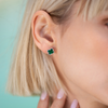 Studs, Green Agate, Diamonds, Yellow Gold