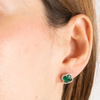Studs, Green Agate, Diamonds, Yellow Gold