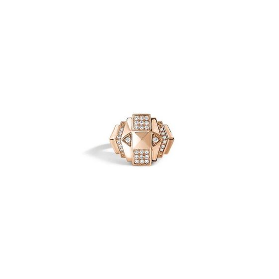Bague Rockaway Mini Pyramide Semi Pavée & Or Rose