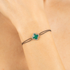 Bracelet, Mini Green Agate, Diamonds, Grey Cord, Yellow Gold