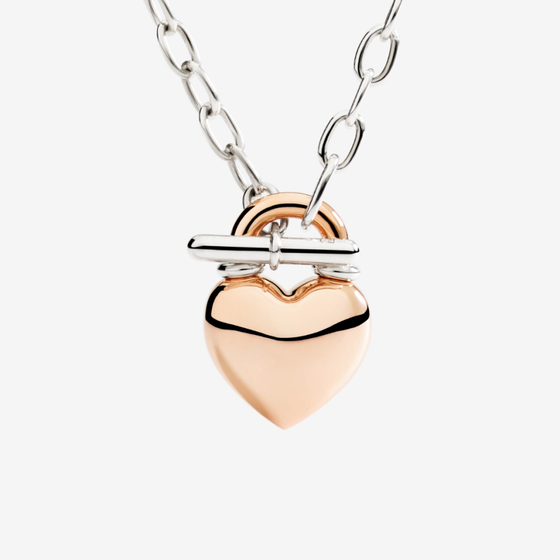 Rose Gold & Silver Heart Necklace