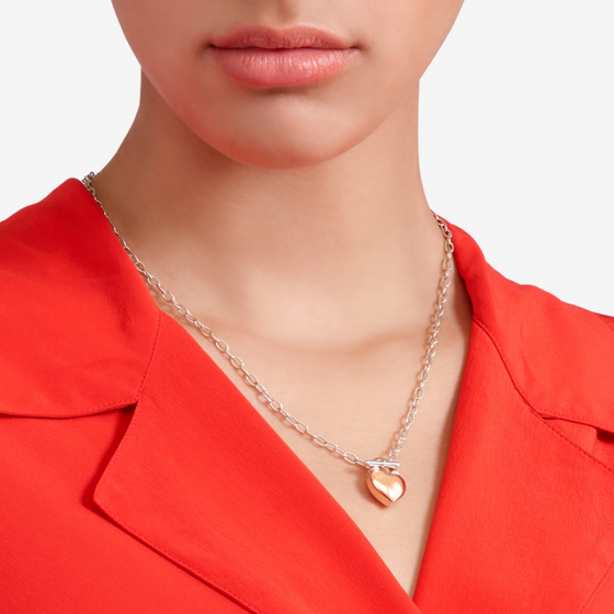 Rose Gold & Silver Heart Necklace