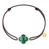 Bracelet, Green Agate, Diamonds, Chocolate Cord, Yellow Gold