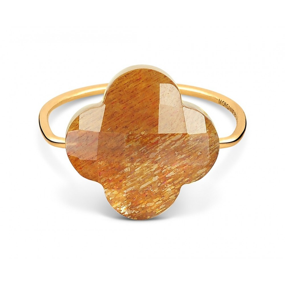 Sunstone Clover Yellow Gold Ring