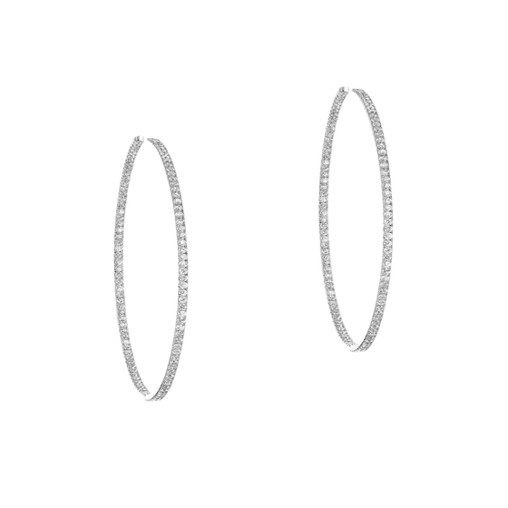 Gatsby Small Hoop White Gold Diamond Earrings