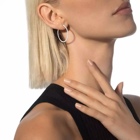 Gatsby Small Hoop White Gold Diamond Earrings