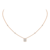 Joy emerald-cut diamond necklace Joy necklace in 18-karat rose gold with a 0.25-carat emerald-cut diamond, elevated by a diamond entourage. Adjustable thanks to its sliding clasp.