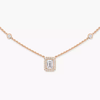 Joy emerald-cut diamond necklace Joy necklace in 18-karat rose gold with a 0.25-carat emerald-cut diamond, elevated by a diamond entourage. Adjustable thanks to its sliding clasp.