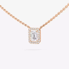 Joy emerald-cut diamond necklace Joy necklace in 18-karat rose gold with a 0.25-carat emerald-cut diamond, elevated by a diamond entourage. Adjustable thanks to its sliding clasp.