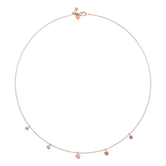 Rose Gold & Coloured Stone Bollicine Necklace