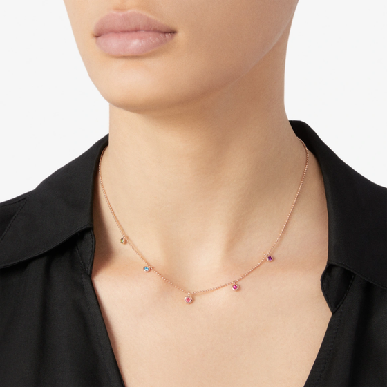 Rose Gold & Coloured Stone Bollicine Necklace