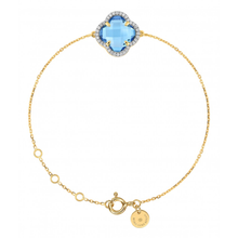  Blue Topaz (swiss Blue) + Diamonds Yellow Gold Victoria Diamonds Bracelet