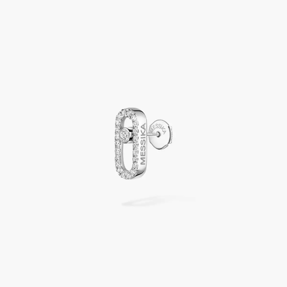 Move Uno Pavé Single Stud White Gold Diamond Earrings