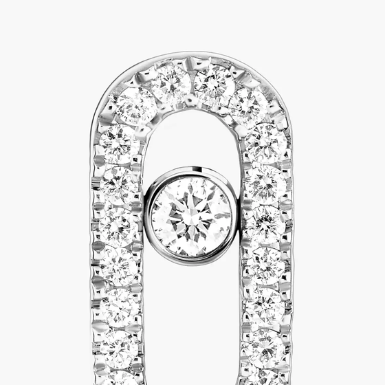 Move Uno Pavé Single Stud White Gold Diamond Earrings