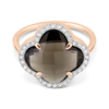 Bague, Quartz Fume Grand Modèle, Diamants, Or Rose