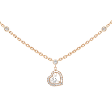  Pink Gold Diamond Necklace Joy cœur 0.15-carat diamond