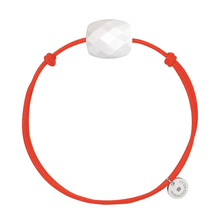  White Agate Cushion Orange Cord Bracelet