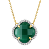 Collier, Agate Verte, Diamants, Or Jaune