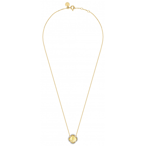 Collier, Citrine, Diamants, Or Jaune