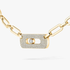 Move Link half pavé chain necklace Move Link diamond necklace in pink gold