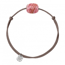  Bracelet, Rhodochrosite, Taupe Cord