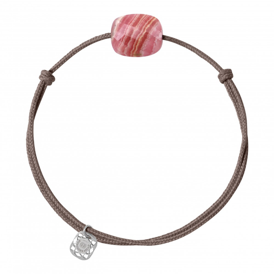 Bracelet, Rhodochrosite, Cordon Taupe