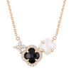 Collier, Onyx, Nacre Blanches, Diamants, Or Rose