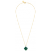 Pendant Green Agate Clover Yellow Gold Necklace (44 Cm)