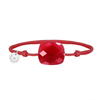 Bracelet Cordon Rouge Coussin Oversize Quartz Rouge