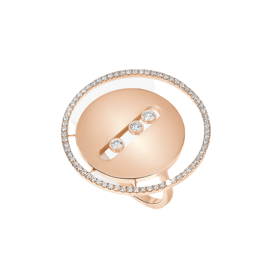 Pink Gold Diamond Ring Lucky Move LM