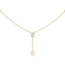  Yellow Gold Diamond Necklace My Twin Tie 0.10ct x2