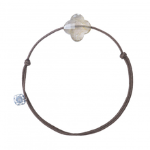  Bracelet, Golden Rutile Quartz, Taupe Cord