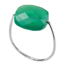  Bague Or Blanc Coussin Agate Verte