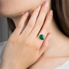 Bague, Agate Verte, Or Blanc