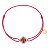 Bracelet, Mini Red Quartz, Diamonds, Red Cord, Yellow Gold
